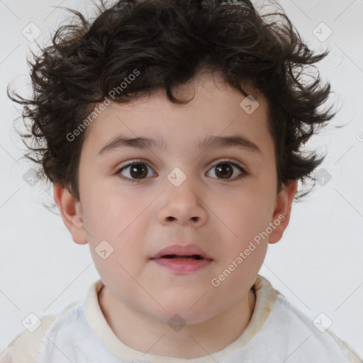 Neutral white child male with short  brown hair and brown eyes