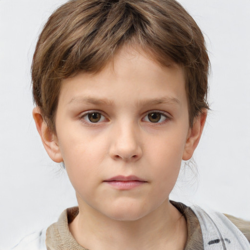 Neutral white child female with short  brown hair and brown eyes