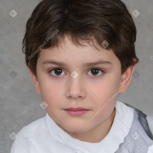 Neutral white child female with short  brown hair and brown eyes