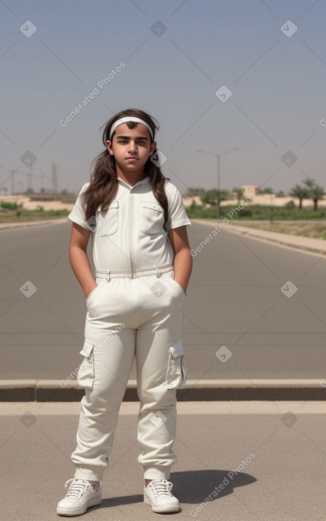 Jordanian teenager boy with  brown hair