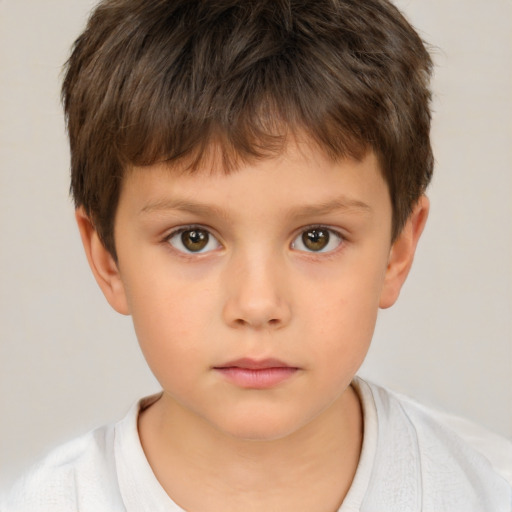 Neutral white child male with short  brown hair and brown eyes