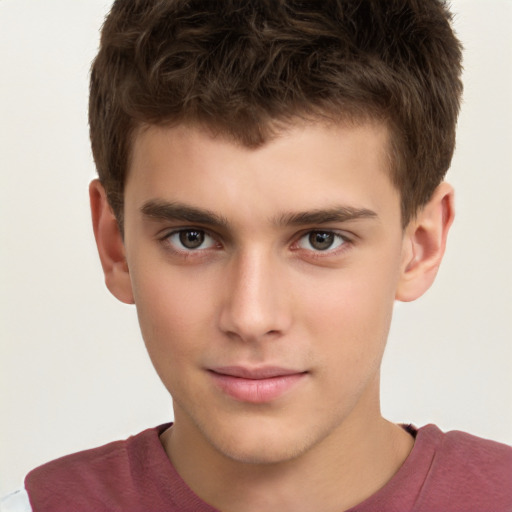 Neutral white child male with short  brown hair and brown eyes