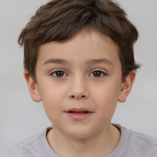 Neutral white child male with short  brown hair and brown eyes