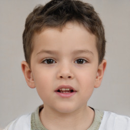 Neutral white child male with short  brown hair and brown eyes