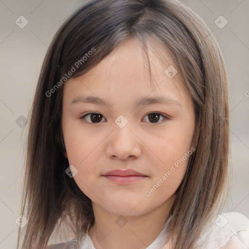 Neutral white child female with medium  brown hair and brown eyes