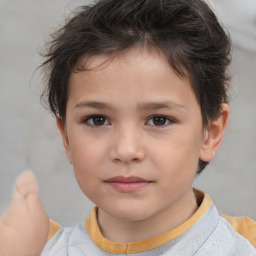 Neutral white child female with short  brown hair and brown eyes