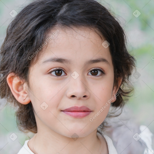 Neutral white child female with medium  brown hair and brown eyes