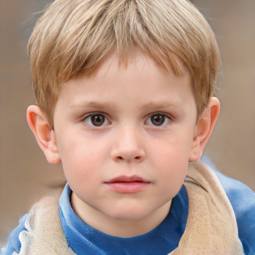 Neutral white child male with short  brown hair and grey eyes