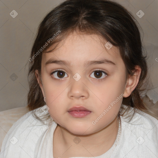 Neutral white child female with medium  brown hair and brown eyes