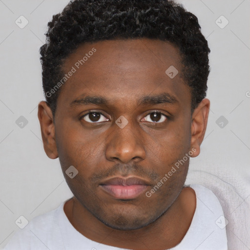 Neutral black young-adult male with short  brown hair and brown eyes