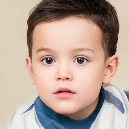 Neutral white child female with short  brown hair and brown eyes