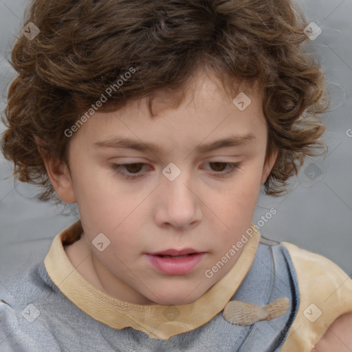 Neutral white child male with short  brown hair and brown eyes