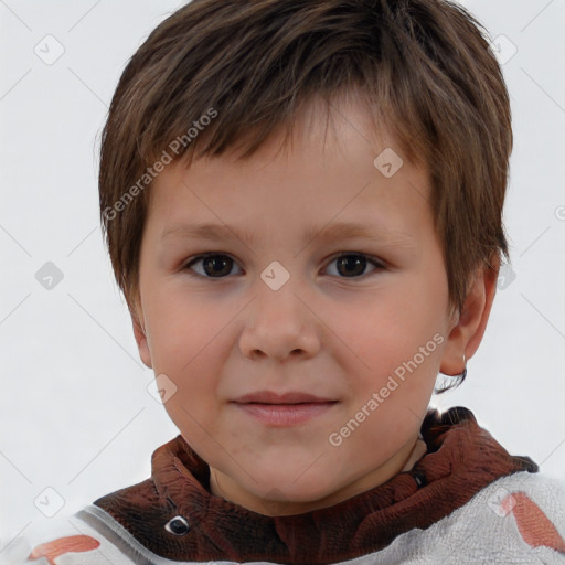 Neutral white child male with short  brown hair and brown eyes