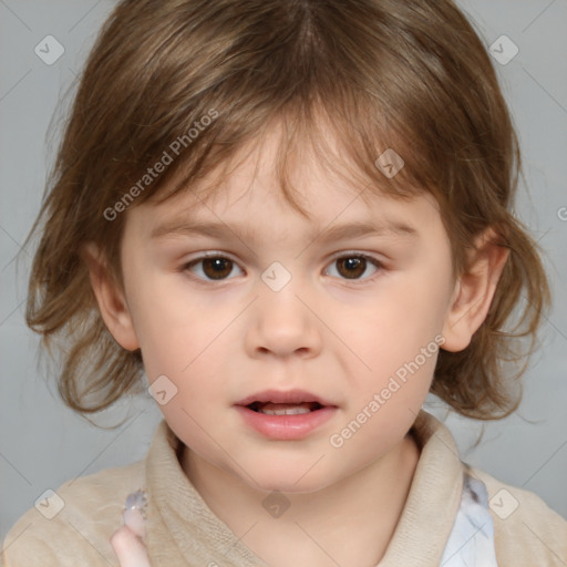 Neutral white child female with medium  brown hair and brown eyes