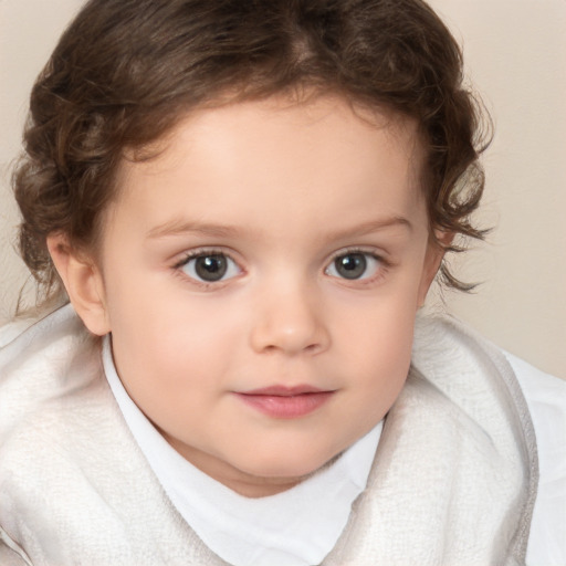 Neutral white child female with medium  brown hair and brown eyes