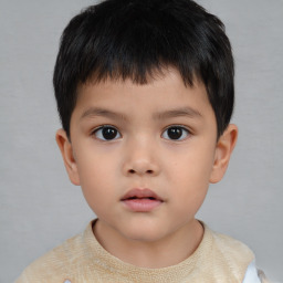 Neutral asian child male with short  brown hair and brown eyes