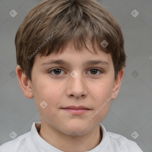 Neutral white child male with short  brown hair and brown eyes