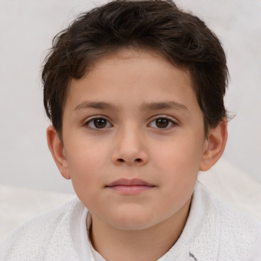 Neutral white child female with short  brown hair and brown eyes