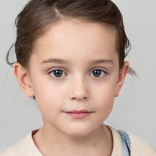 Neutral white child female with medium  brown hair and brown eyes