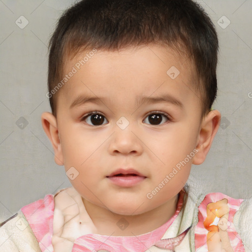 Neutral white child male with short  brown hair and brown eyes