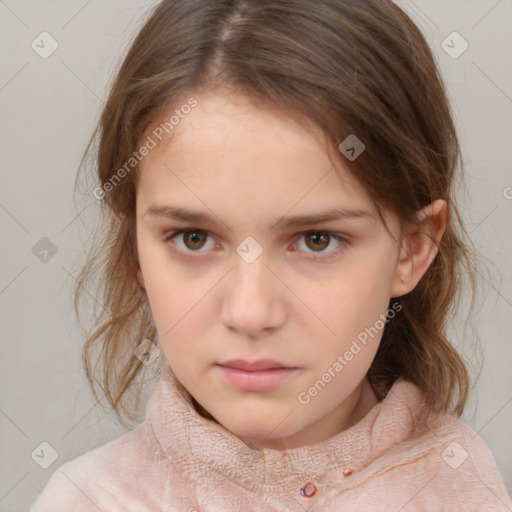 Neutral white child female with medium  brown hair and brown eyes