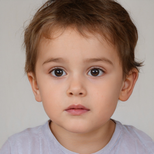 Neutral white child male with short  brown hair and brown eyes