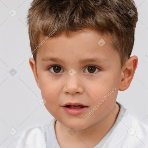 Neutral white child male with short  brown hair and brown eyes