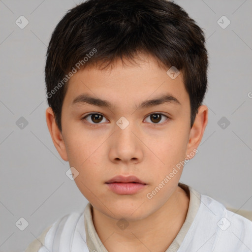 Neutral white child male with short  brown hair and brown eyes