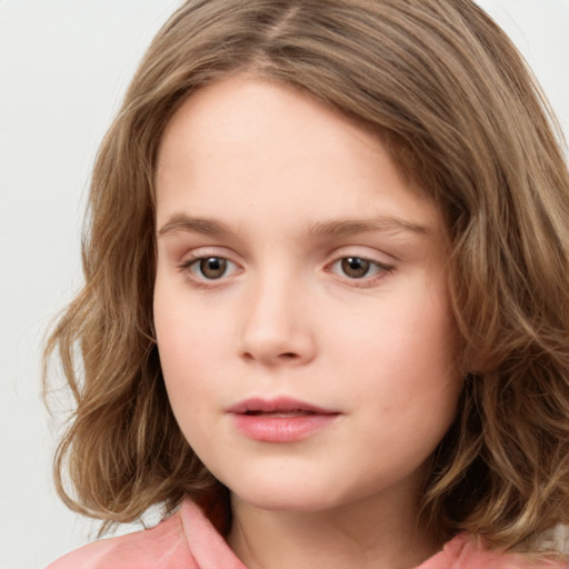 Neutral white child female with medium  brown hair and brown eyes