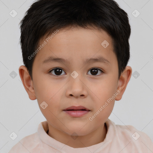 Neutral white child male with short  brown hair and brown eyes