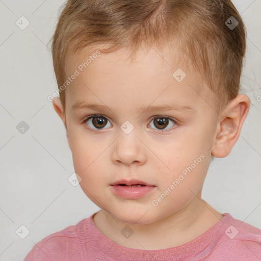 Neutral white child male with short  brown hair and brown eyes