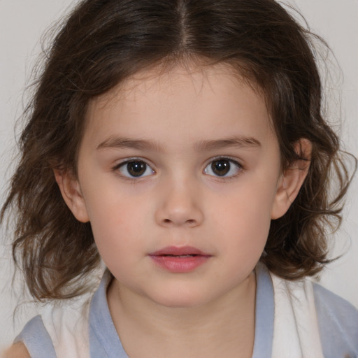 Neutral white child female with medium  brown hair and brown eyes