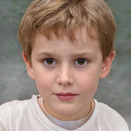 Neutral white child male with short  brown hair and brown eyes