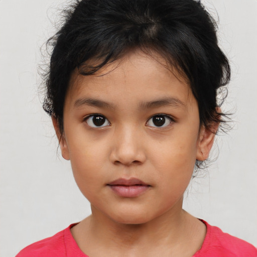 Neutral white child female with short  brown hair and brown eyes