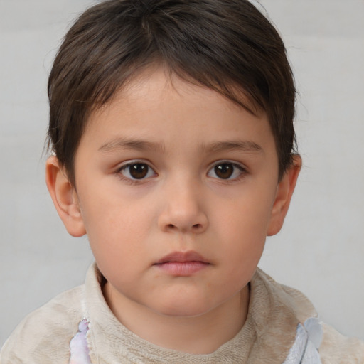 Neutral white child female with short  brown hair and brown eyes