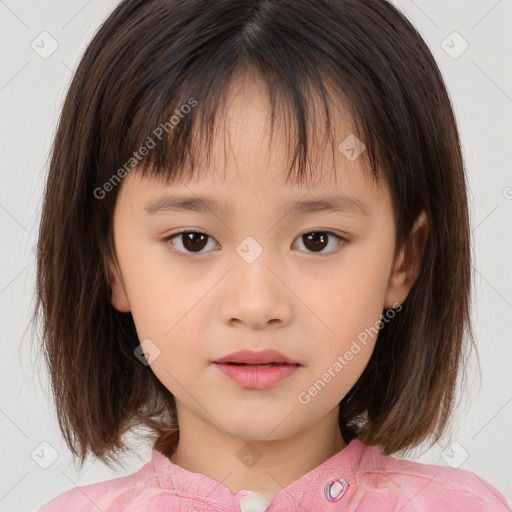 Neutral white child female with medium  brown hair and brown eyes