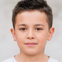 Neutral white child male with short  brown hair and brown eyes