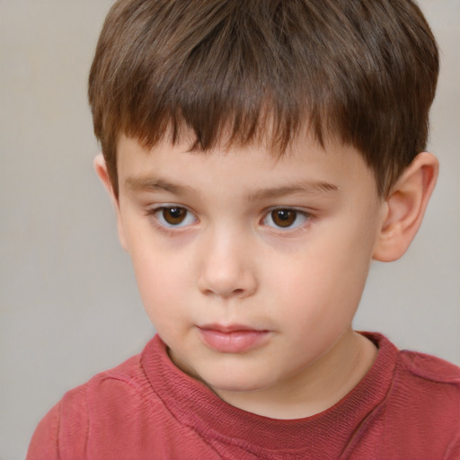 Neutral white child male with short  brown hair and brown eyes