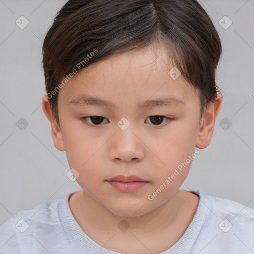 Neutral white child male with short  brown hair and brown eyes