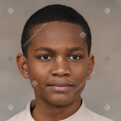 Neutral black young-adult male with short  brown hair and brown eyes