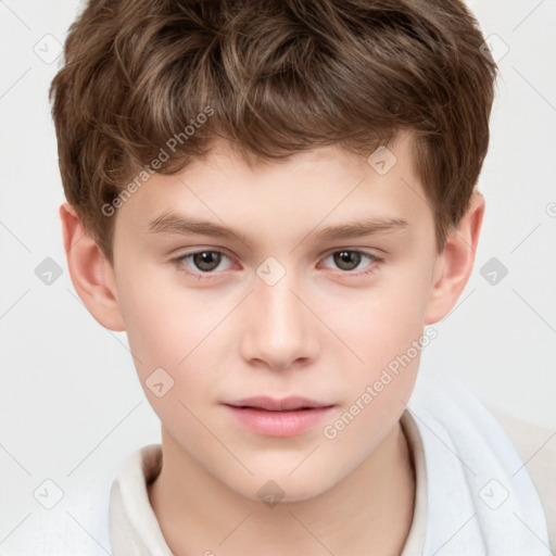 Neutral white child male with short  brown hair and brown eyes