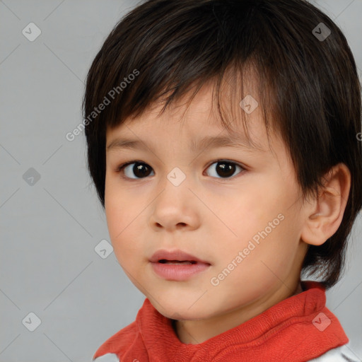 Neutral white child male with medium  brown hair and brown eyes