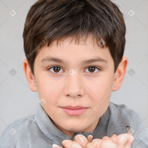 Neutral white child male with short  brown hair and brown eyes