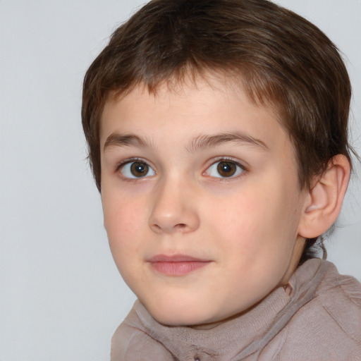 Neutral white child male with short  brown hair and brown eyes