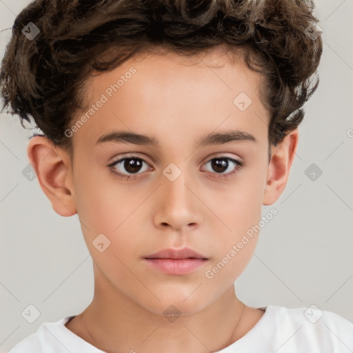 Neutral white child male with short  brown hair and brown eyes