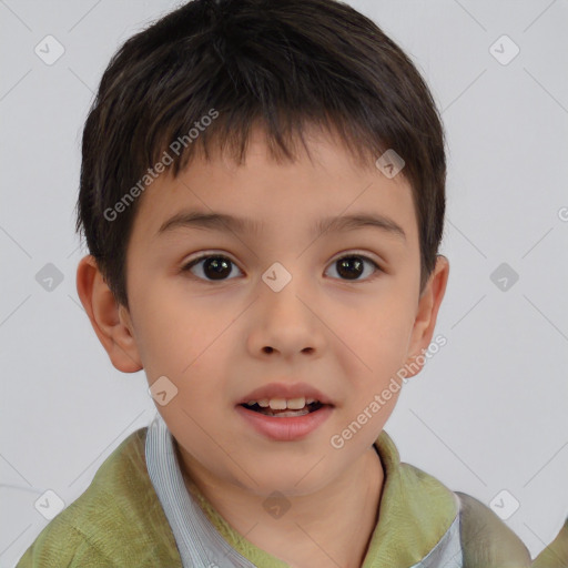 Neutral white child male with short  brown hair and brown eyes