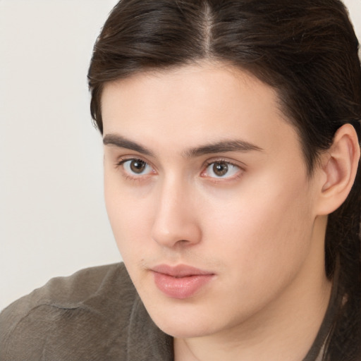 Neutral white young-adult male with medium  brown hair and brown eyes