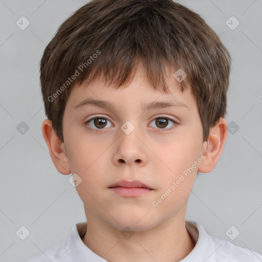 Neutral white child male with short  brown hair and brown eyes