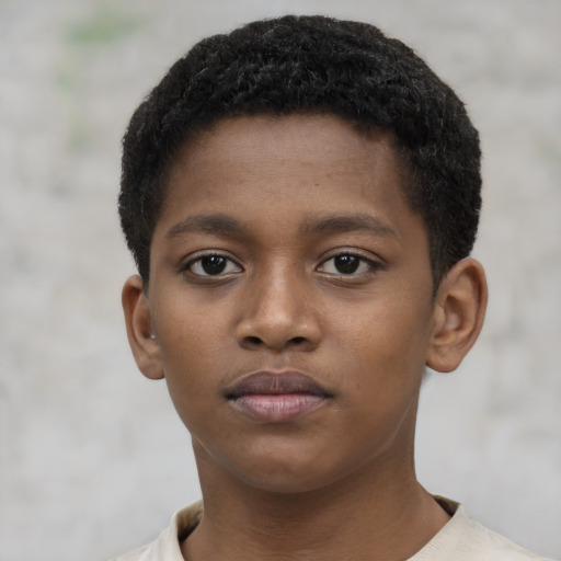 Neutral black child male with short  brown hair and brown eyes