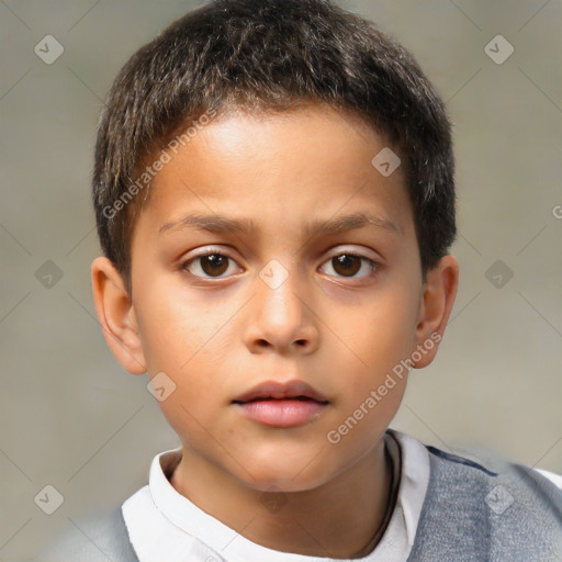 Neutral white child male with short  brown hair and brown eyes